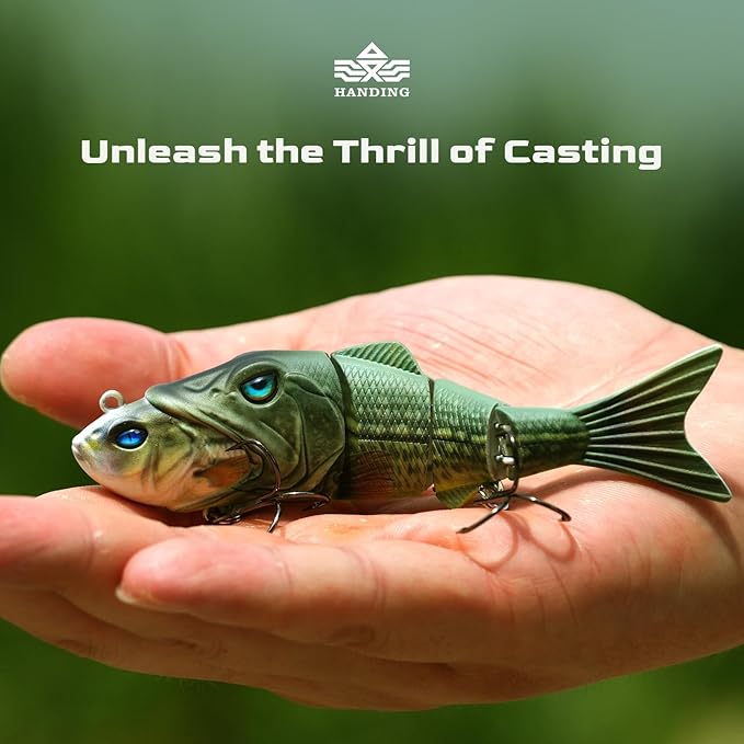 Handing Swimbaits for Bass Pike Walleye, 3 Pieces Lifelike Multi-Jointed Fishing Lures with Mustad Hooks, Fishing Bait for Freshwater and Saltwater