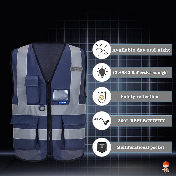 A-SAFETY High Visibility Reflective Safety Vest Customize Logo (XS-8XL)