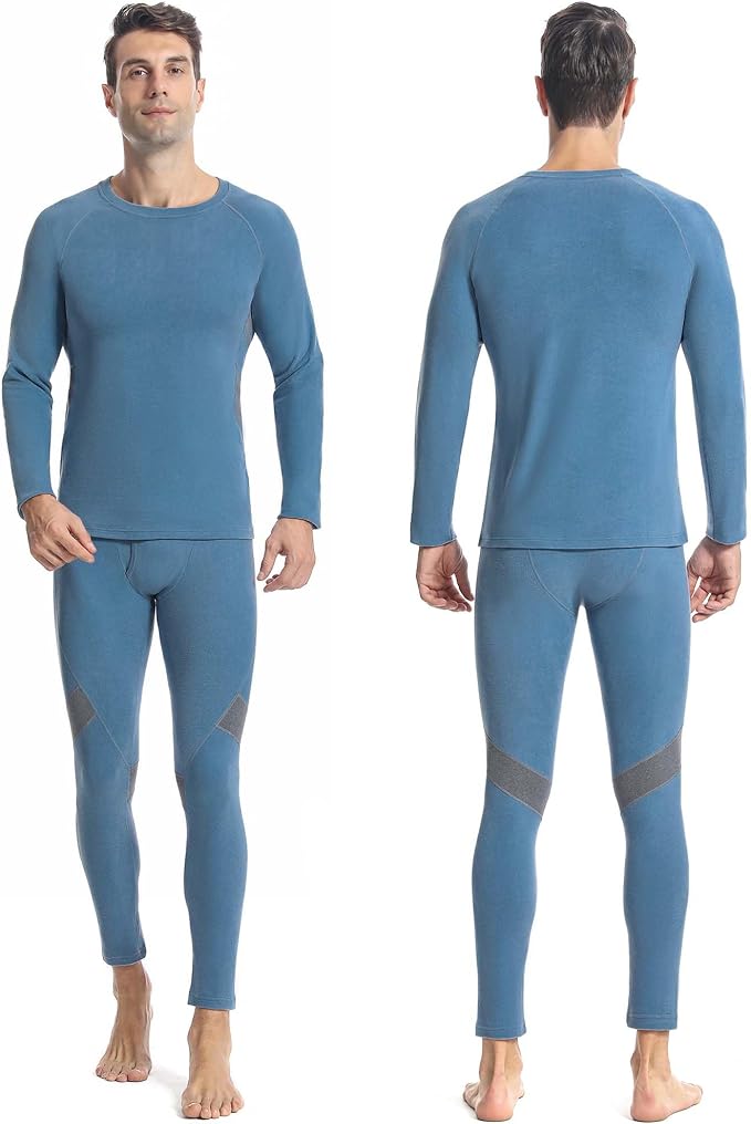 Runhit Mens Thermal Underwear Set:Fleece Lined Long Johns for Men Thermal Shirts and Pants Base Layer Cold Weather Thermals