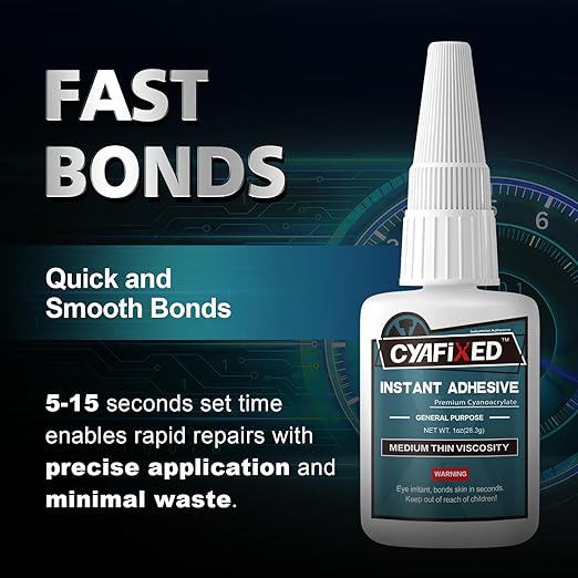 Super Glue Liquid, Instant Clear Cyanoacrylate Medium Thin Viscosity Adhesive, All Purpose CA Glue for Shoe Repair Leather Ceramic Plastic Glass Metal Wood Porcelain Rubber Pottery Model Craft