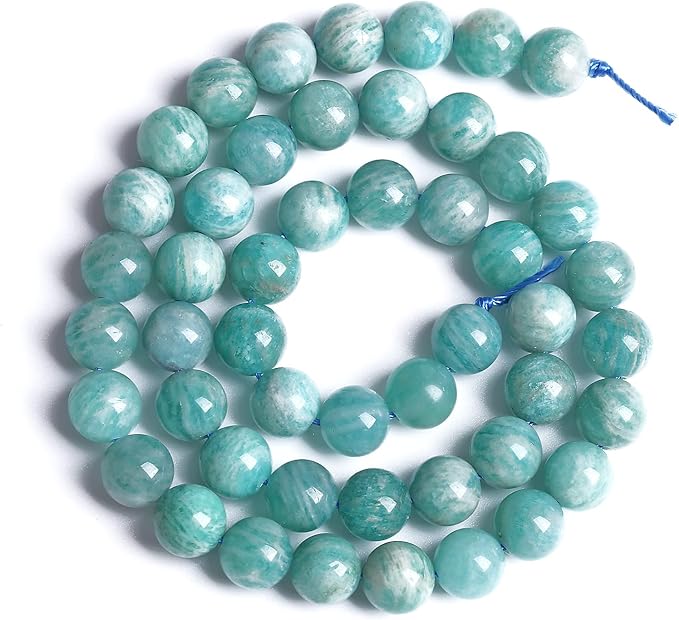 8MM 45PCS Natural Stone Amazonite Gemstone 2A Grade Crystal Loose Beads for Jewelry Making DIY Bracelet Necklace 1 Strand