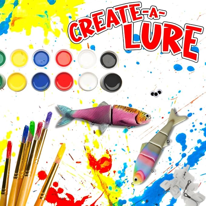 DIY Fishing Lure Kit - Kid-Friendly Fishing Gear for Customizing Lures, Includes Paint & Brushes, Perfect Arts and Crafts for Kids, Tackle Box Must-Have
