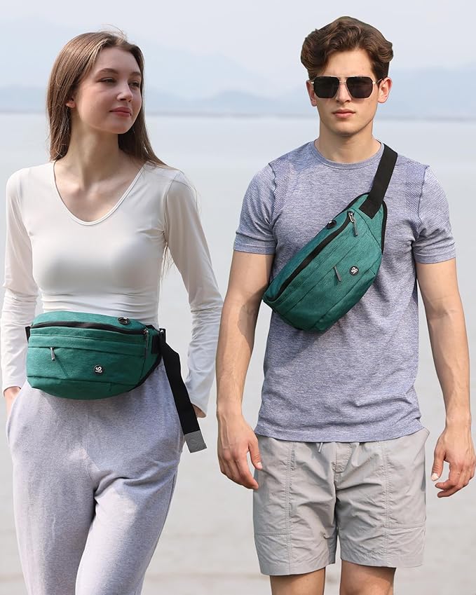 WATERFLY Running Belt Fanny Pack: Runner Marathon Jogging Waist Pack Sport Workout Exercise Fitness Phone Holder Belt for Men Women Jogger Slim Waistband Black