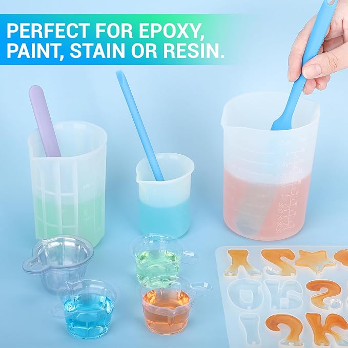 Gartful 6PCS Colored Silicone Spatula Stick, Reusable Epoxy Stir Sticks Scraper DIY Crafts Tools for Mixing Resin, Paint, Waxing, Liquid, Arts Projects, Facial Mask Stirring Rods, 6 Colors