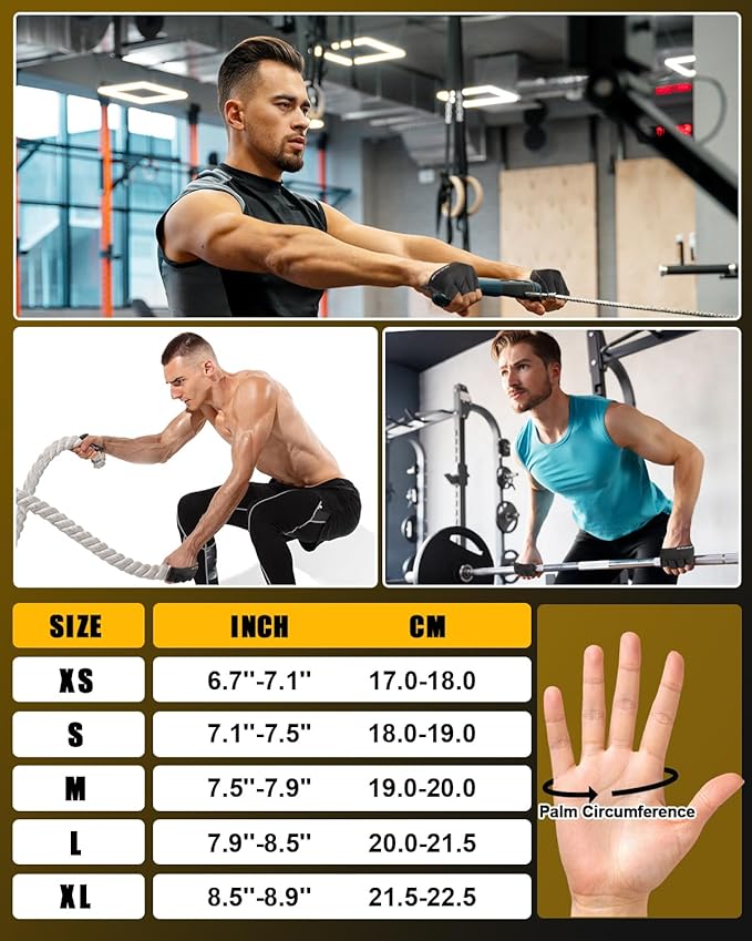 RIGWARL Weight Lifting Workout Gloves Men Women, Breathable Barehand Gym Gloves for Weightlifting Rowing Exercise Training Fitness Crossfit WODs