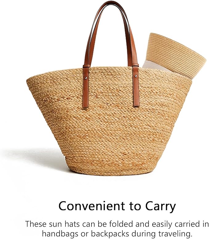 DRESHOW Women Straw Sun Hat Short Brim Panama Travel Fedora Beach Cap Roll up Summer Hat for Women Men UPF 50+