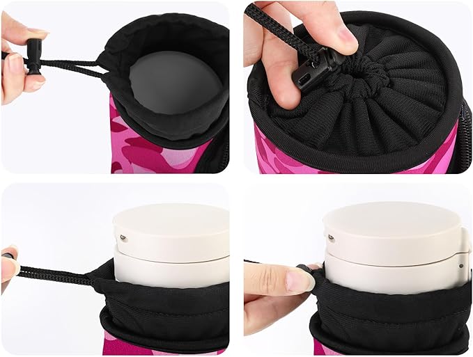 Nuovoware Water Bottle Carrier Bag,25oz/40oz/64oz Bottle Pouch Holder,Adjustable Shoulder Hand Strap 2 Pocket Sling Neoprene Sleeve Sports Accessories for Hiking Travelling Camping