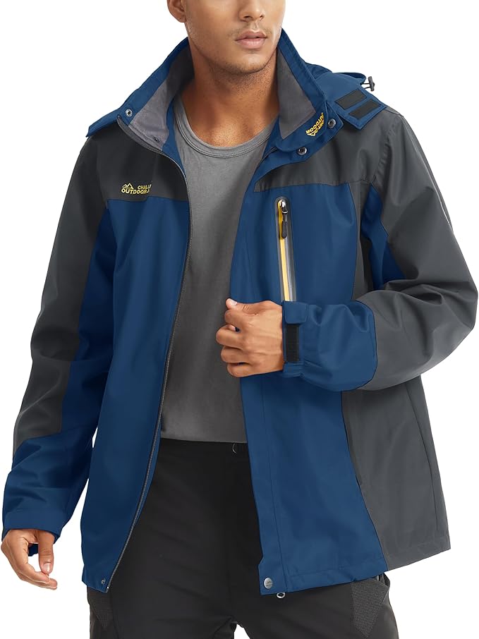 MAGCOMSEN Men's Hooded Windproof Water Resistant Rain Jacket Windbreaker 5 Pockets for Hiking,Fishing,Travel