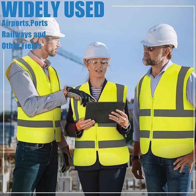 20 Pcs Reflective Safety Vest Yellow Reflective High Visibility Vest for Construction Work Men Women