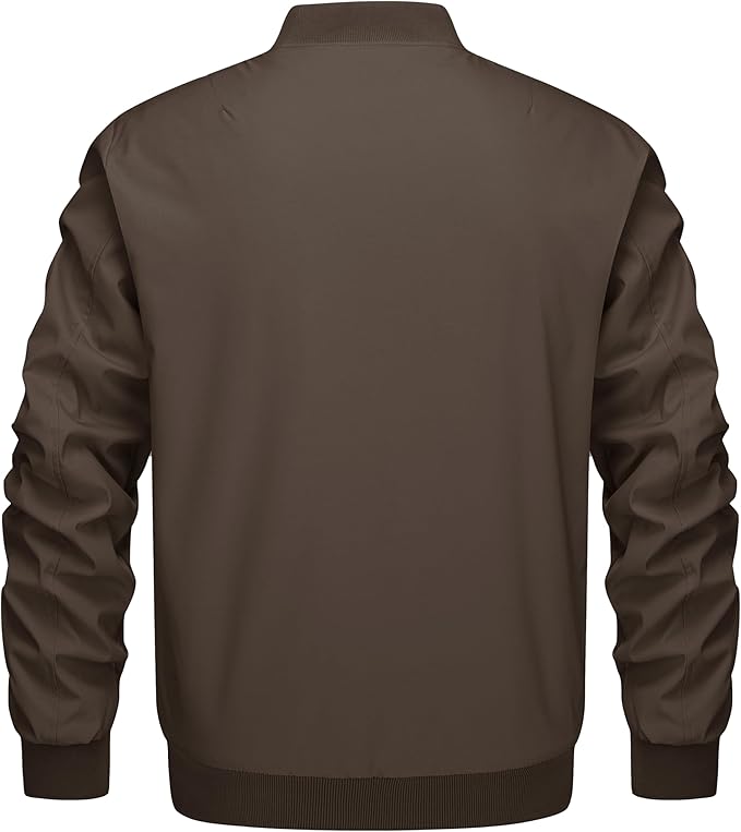 KEFITEVD Men's Jacket Casual Windproof Bomber Jackets Full Zip Windbreaker Warm Winter Padded Coats