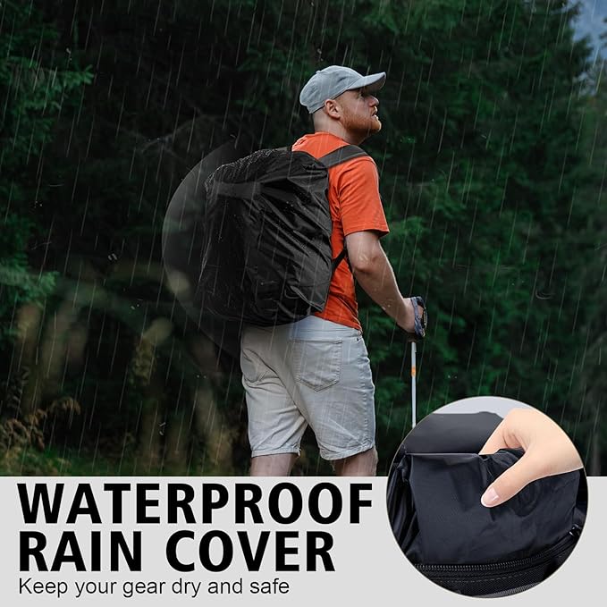 Goture Fishing Backpack, 900D Water-Resistant Tackle Backpack with Rod Holders, 45L Large Fishing Bag Storage Gear Tackle Bag with Rain Cover, Soft Bait Binder for Camping Hiking (Without Tackle Box)