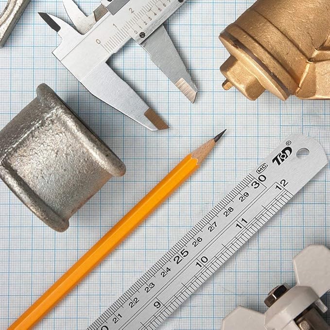 ZZTX Ruler Metal Straight Edge Stainless Steel Ruler 16 Inch Ruler Set Rulers Bulk 2 Pack