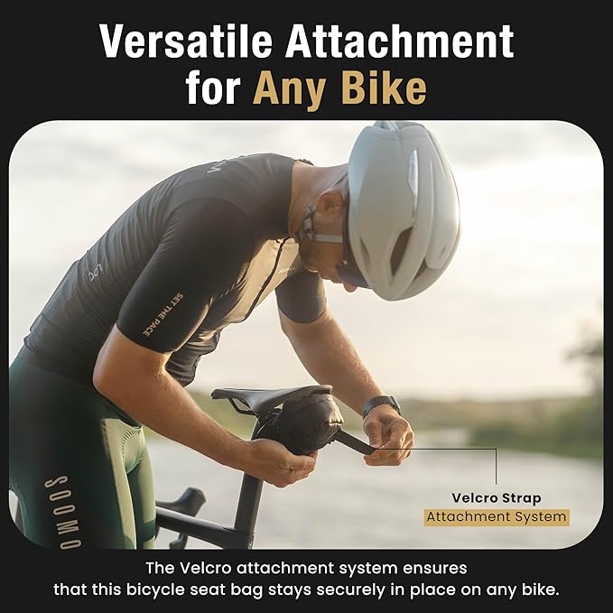 Lumiere & Co. Bike Saddle Bag – Ultra Small (0.2L) & Medium (0.5L) Options | Sleek Minimalist Design, Secure Hook & Loop Strap