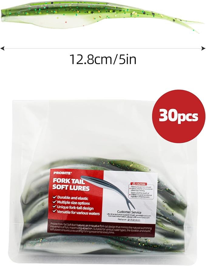 Forked Tail Soft Baits- Realistic Jerk Bait & Fluke Action Soft Lures for Bass, Trout & Crappie - Versatile Freshwater & Saltwater Fishing Bait (2.75"-5")