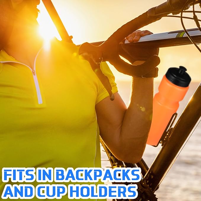 Sunnyray 10 Pcs Squeeze Sports Water Bottle 23 oz Reusable Sports Water Bottle Blank Plastic Water Bottles with Pull Top Cap for Kids Adults Sports Fitness Bike, Dishwasher Safe (Multi Colors)