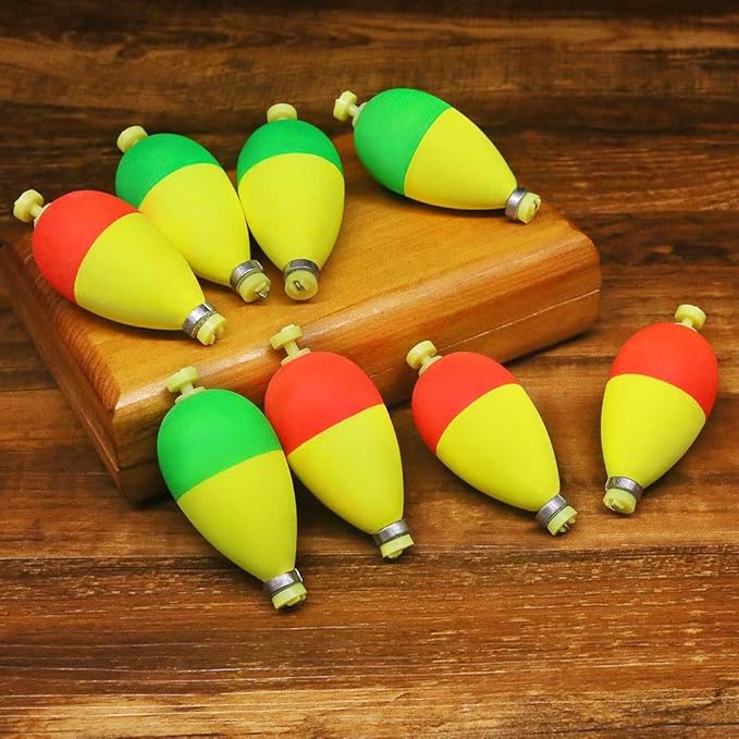 XFISHMAN Weighted-Bobbers-for-Fishing-Floats-Bouy Slip Bobber Fishing Corks Kit Crappie Bluegills Panfish Catfish Hand Made Foam Float 1 Inch 2 in 8-12 Pack