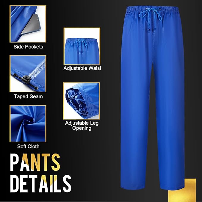 Rain Gear for Men Women Waterproof Lightweight Rain Suits Hideaway Hood Rain Jacket and Rain Pants for Outdoor