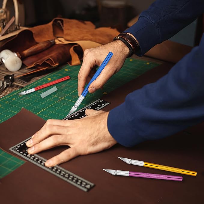 55 Pack Exacto Knife, Hobby Knife Set with 5 Craft Knives and 50 Precision Knife Blades(#11) for Art,Scrapbooking,Carving, DIY, Cutting, Stenciling by EGYPAMID