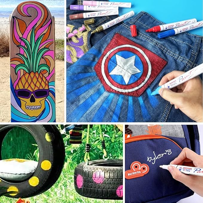 TFIVE Paint Markers Pens - 54 Colors Medium Tip Markers, Permanent, Waterproof & Quick Dry, Paint Pen for Metal, Wood, Fabric, Plastic, Rock Painting, Mugs, Canvas, Glass, Art Craft