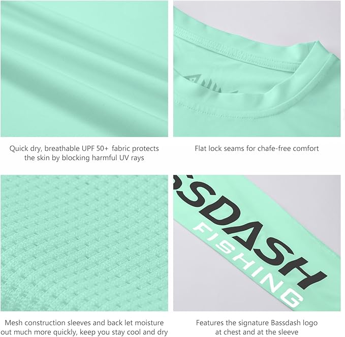 BASSDASH Fishing T Shirts for Men UV Sun Protection UPF 50+ Long Sleeve Tee T-Shirt