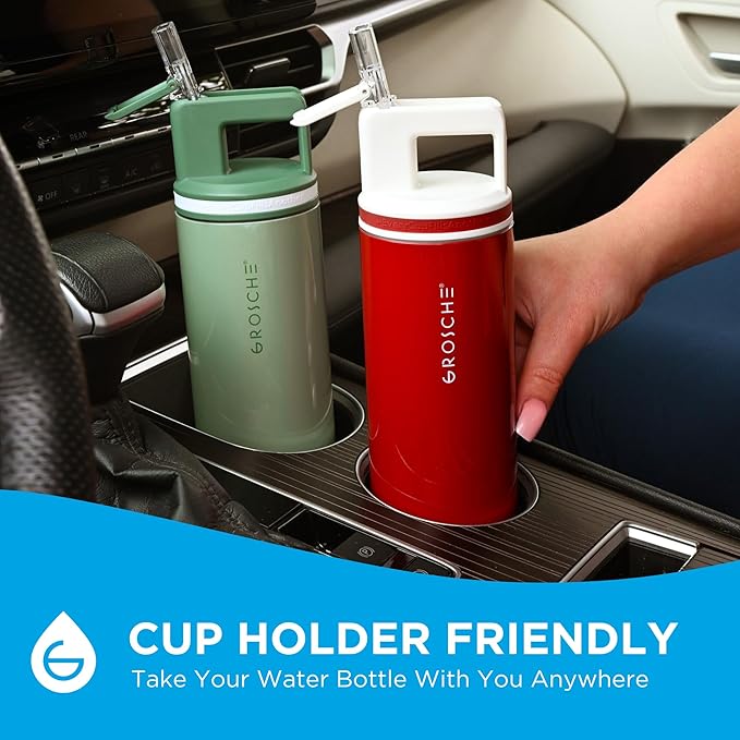 GROSCHE Alpine Shimmer Flip 'N Sip 20oz Insulated Water Bottle - Stainless Steel, Leakproof Flask with Straw, Perfect for Gym, Travel & Outdoor Use, Canadian Brand! - 20 fl. oz, Espresso