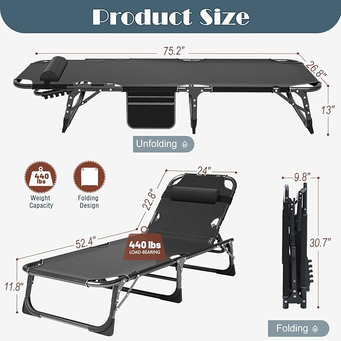 Slsy Folding Camping Cot for Adults with Pad, Padded Portable Sleeping Cots, Camp Bed with Carry Bag for Outdoor Travel, Beach, Hiking