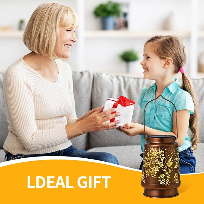 Solar Lanterns Outdoor Waterproof Hummingbird Garden Decorations Gifts for Women Gifts for Mom Grandma Birthday Gifts Hanging Solar Lanterns Outdoor for Patio Decoration, Deck, Lawn, Passageway