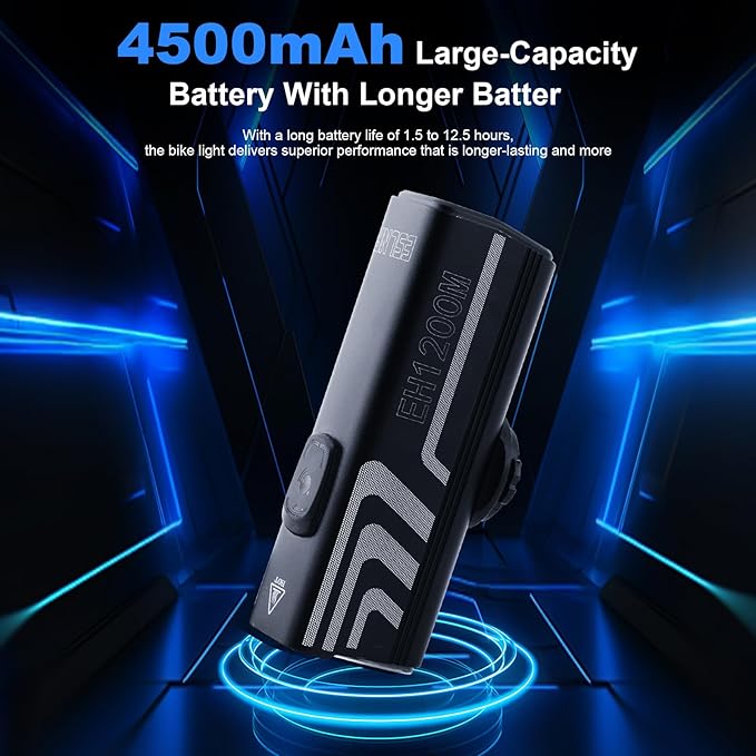 Bike Light for Night Light 1200 Lumens, 4500mAh Battery Bicycle Headlight LED Front Light with Ambient Light Sensing High Beam Low Beam for Men Women Kids Road Mountain Cycling