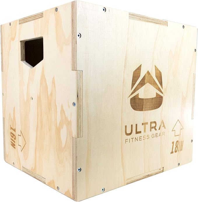 Ultra Fitness Gear Wooden Plyo Box, 31 Plyometric Jump Training Squat, Step Up, Jumps & More Workout Size S, M, L, XL