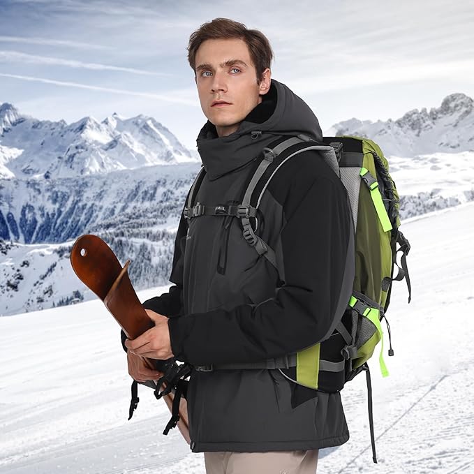 CAMELSPORTS Mens Winter Jacket Waterproof Warm Snow Ski Jackets Faux Fur Fleece Rain Coats with Removable Hood