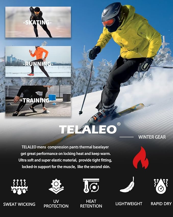 5 or 4 Pack Men's Thermal Compression Pants Fleece Lined Sports Tights Athletic Leggings Cold Weather Baselayer Winter Gear