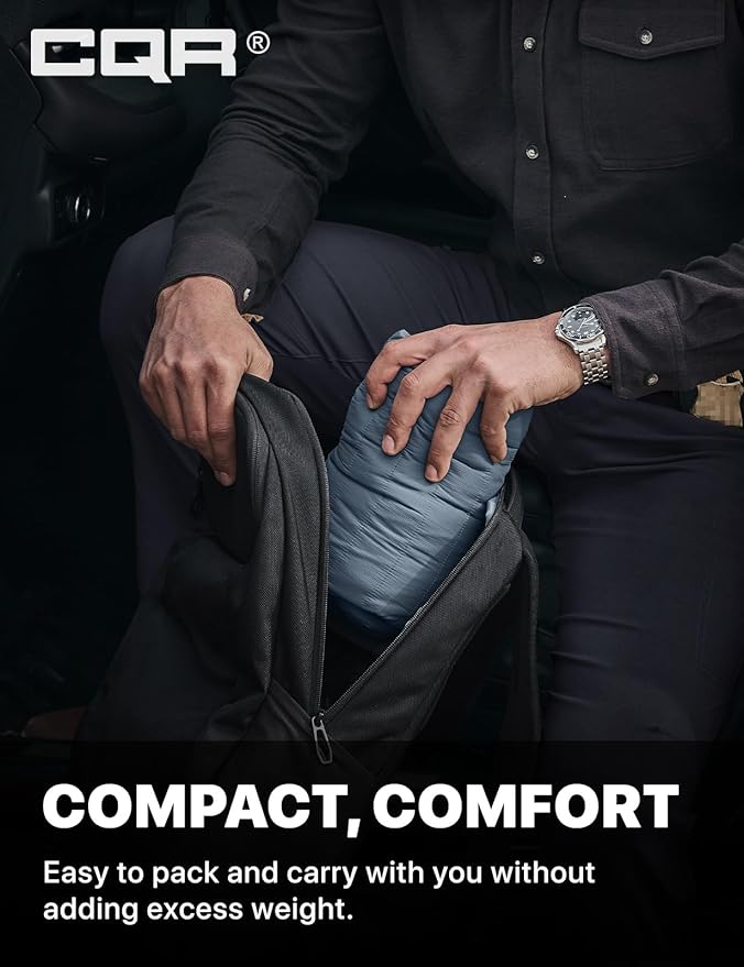 CQR Men's Lightweight Insulated Jacket, Windproof Packable Water Resistant Warm Active Coat for Hiking Work Outdoor Tactical