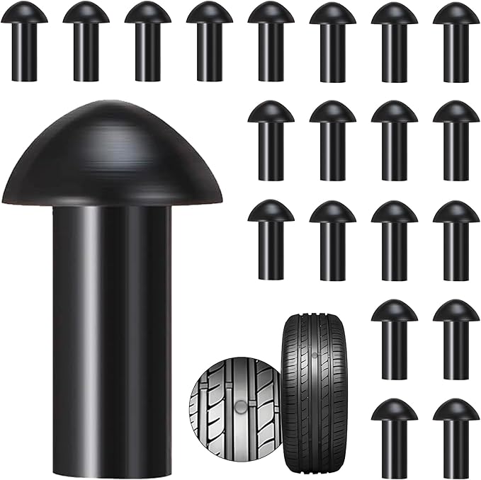 Richcat Tubeless Tire Puncture Repair Kit with Mushroom Plug, Repairs punctures and Flat Tires for Motorcycles, Cars, Trucks, ATVs and Tractors