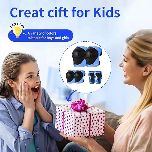 Gradient Color Kids Protective Gear Set Knee Pads for Kid 2-14 Years,W/ Adjustable Strap Kids/Youth Knee Pads Elbow Pads Wrist Guards Set for Inline Roller Skates,Cycling,BMX Bike,Skateboard,Scooter