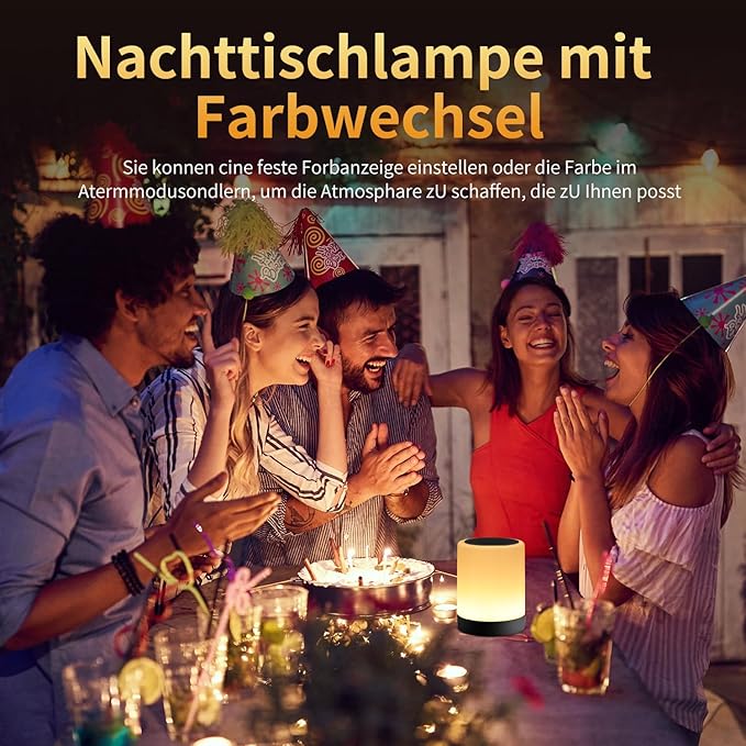 OORUN Touch Bedside Table Lamp,13 RGB Colors & 5 Brightness, USB Rechargeable Desk Lamp, Remote Control Dimmable Night Light with RGB Color Changing,Portable Lamp for Baby (2 Pack Black)