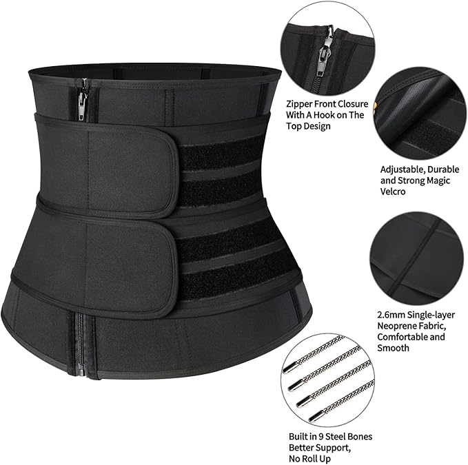 KIWI RATA Mens Workout Waist Trainer Corset Neoprene Sauna Sweat Trimmer Cincher Belt Extra Belly Compression Belts