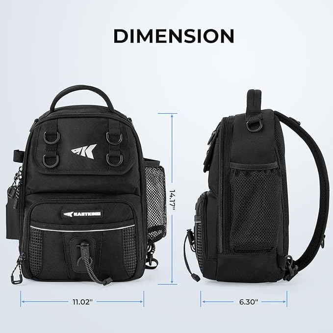 KastKing BaitSpace Fishing Sling Bag, Fishing Backpack with Rod & Beverage Holder, Tackle Bag for Fishing Gear