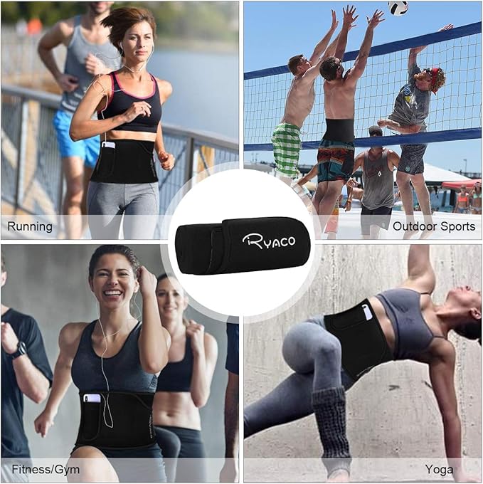 Ryaco Waist Trimmer, Waist Trainer for Women Men, Neoprene Sweat Band, Slimming Stomach Wrap for Workout, Adjustable Sizes
