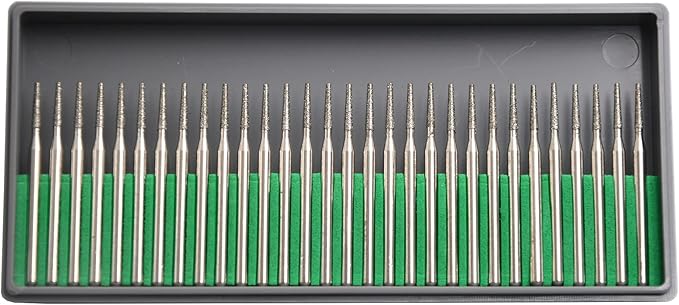 30Pcs 2mm Tapered Head,3mm Shaft,Diamond Stone Abrasive Burs Burr Grit Bits for Rotary Tool Grinding Head Jewelry Lapidary Woodworking (Tapered 2mm)