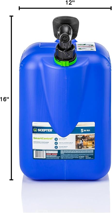 Scepter FSCK552 Fuel Container with Spill Proof SmartControl Spout, Blue Kerosene Can, 5 Gallon (Pack of 4)