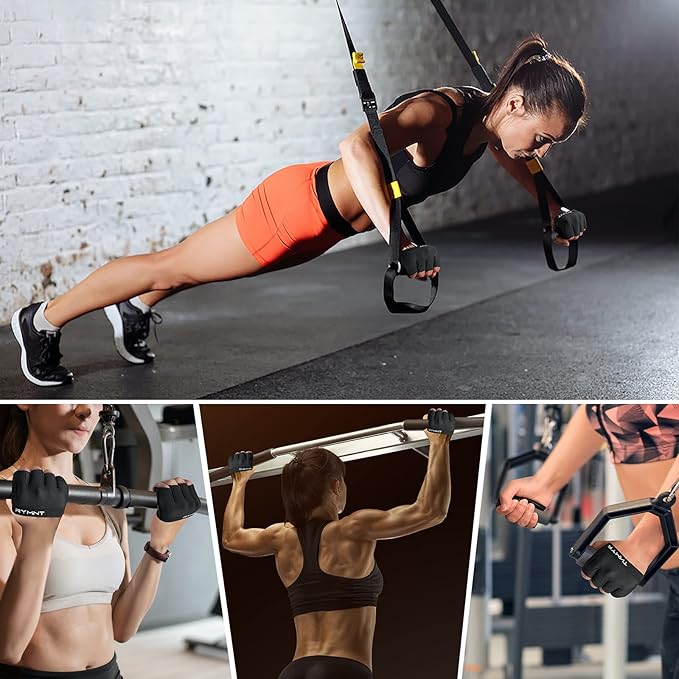 Minimal Workout Gloves,Short Micro Weight Lifting Gloves Grip Pads with Full Palm Protection & Extra Grip for Men Women Weightlifting,Gym,Cross Training,Powerlifting,WODs.