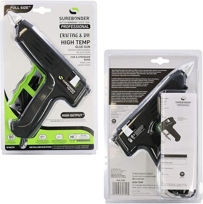 HE-750W Professional Series 80 Watt Full Size High Temperature Hot Glue Gun (Pack of 12)