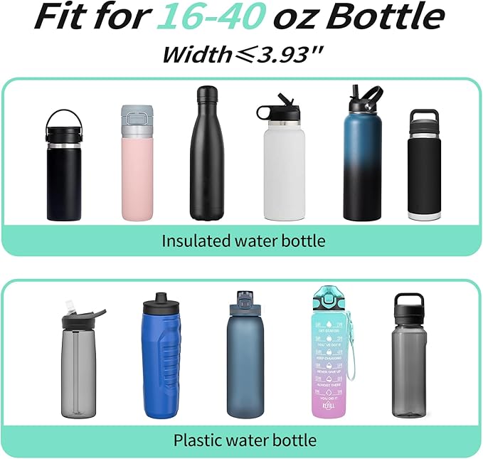 32/40/64/87/128 oz Water Bottle Carrier Bag, Neoprene Water Bottle Sleeve with 4 Pocket, Sport Water Holder with Paracord Handle and Shoulder Strap for Walking Hiking Camping Gym