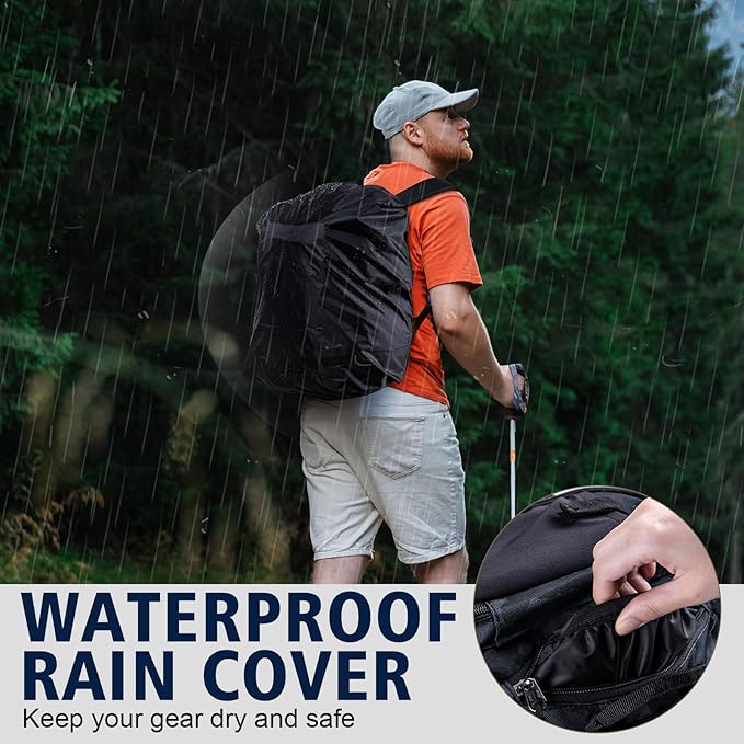 Goture Fishing Backpack with 4 Tackle Boxes,45L 600D Tackle Backpack with Rod Holders,8 Lure Pockets,Rain Cover,Large Fishing Bag Saltwater Gear Storage Bag for Camping Hiking