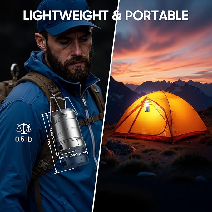4 Pack Camping Lanterns Rechargeable Collapsible, 65 LED 3 Lighting Modes, 1000LM Dimmable Camping Lights Waterproof, Portable Lantern for Camping Essentials Power Outages Tent Emergency Home Hiking