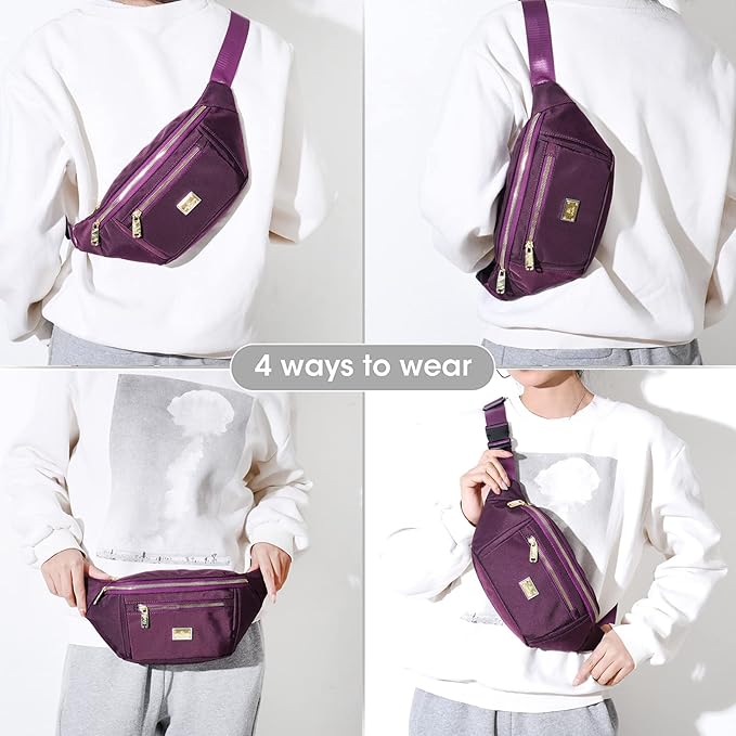 DAITET Crossbody Fanny Pack for Men&Women,Large Waist Bag & Hip Bum Bag with Adjustable Strap for Outdoors Workout Traveling Casual Running Hiking Cycling