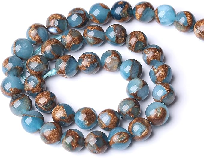90PCS 8MM Lake Blue Cloisonne Craft Spacer Loose Beads for Jewelry Making DIY Bracelet