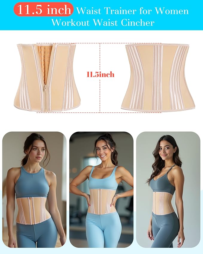 Short Torso Waist Trainer for Women Lower Belly Fat, Workout Fajas Colombianas Waist Cincher Corset