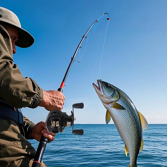 Baitcaster Reels, Lightweight Bait Caster Reel - 7.2:1 Gear Ratio, Up to 22lbs Drag Capacity, Magnetic Brakes, Perfect for Saltwater Fishing and Surf Fishing Rods