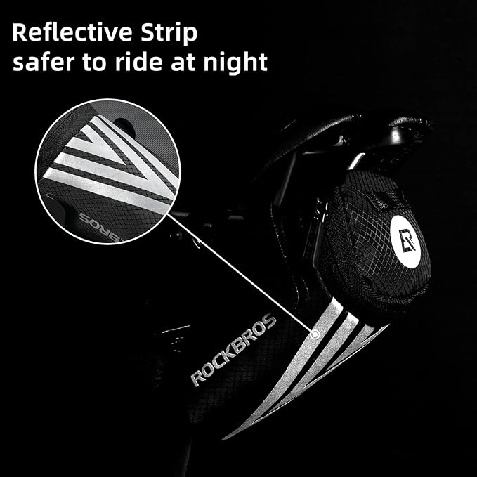 ROCKBROS Bike Saddle Bag Small Seat Bag Bicycle Bag Under Seat Bike Accessories Storage Pouch Ultralight Cycling Wedge Pack for Road Mountain MTB Foldable Bike